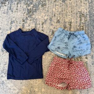 Toddler Boy Swimwear Bundle – Zara Trunks + Navy Swim Shirt – Size 2-3